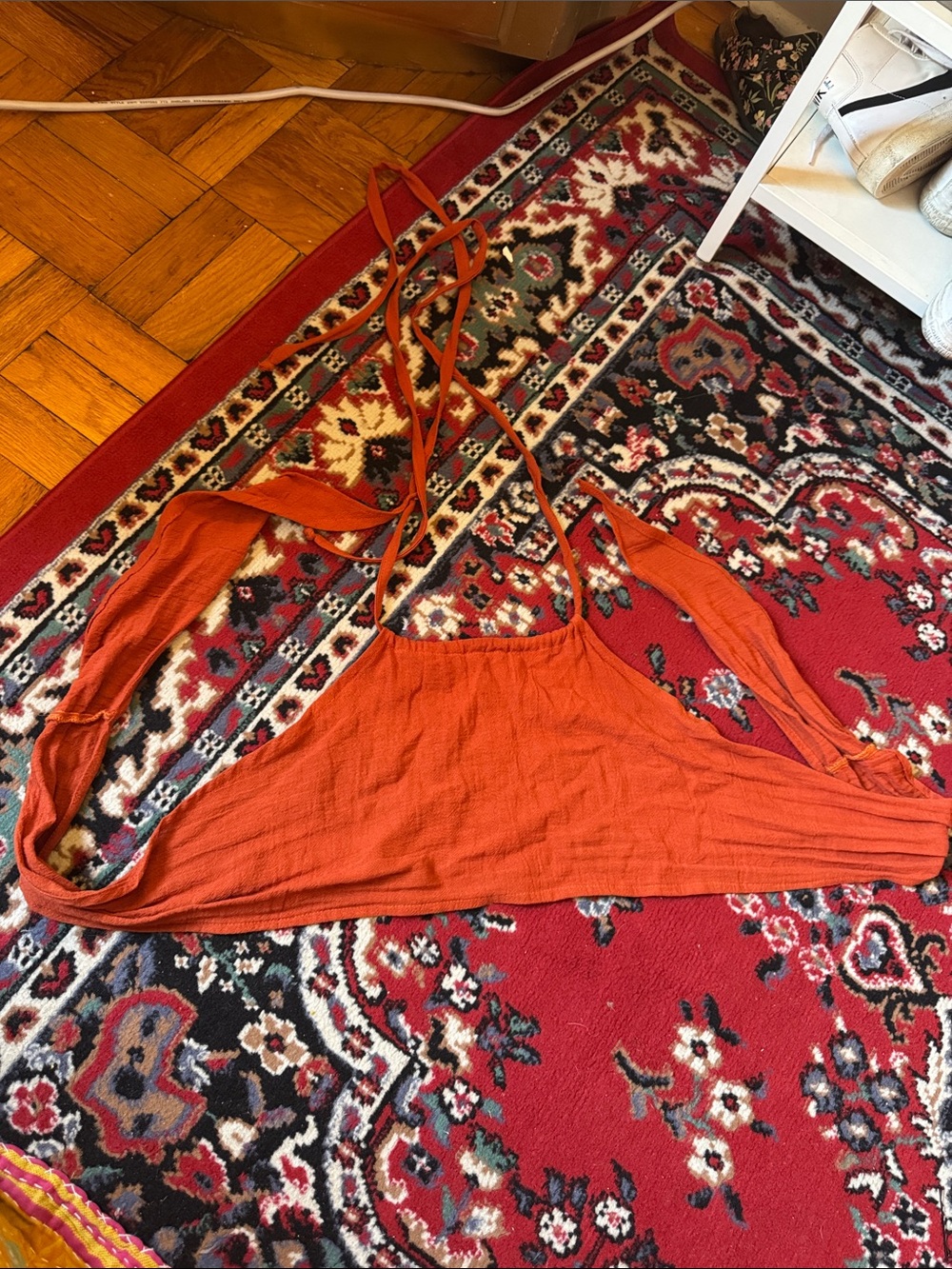 Women’s linen terracotta wrap top